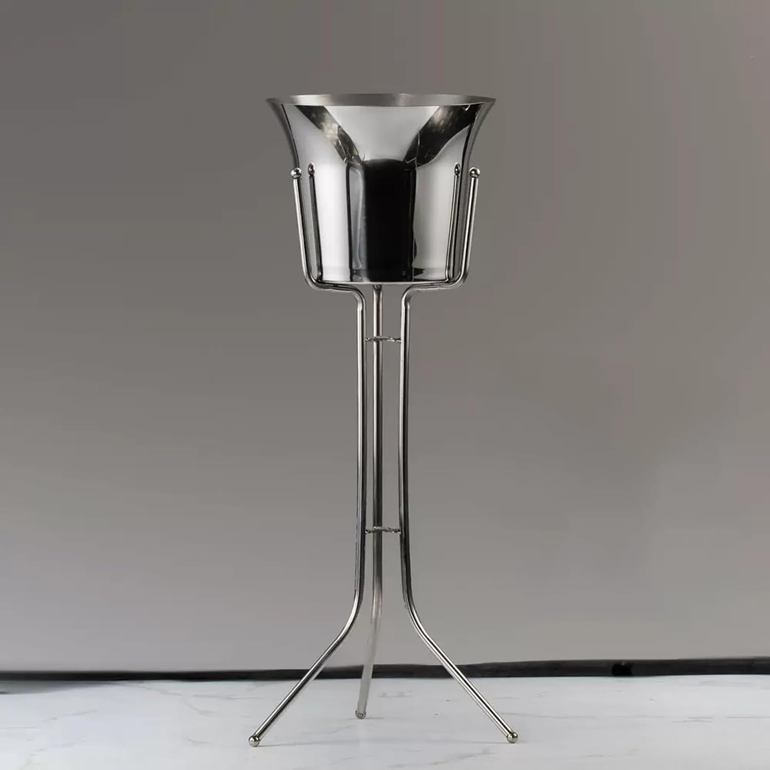 ice Bucket for Parties Stainless Steel Wine Ice Bucket with Steel Bucket Stand Wine Chiller on Stand Kitchen and Bar Ware Beverage Barware Accessories Ice Container Wine Bucket