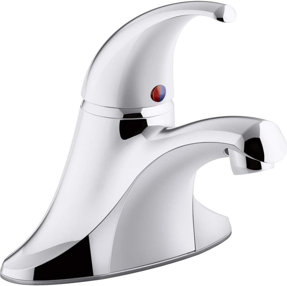 KOHLER K-P15182-4RA-CP Coralais single-Handle Centerset Bathroom Sink Faucet with Metal Pop-Up Drain & Lift Rod, Project Pack, Polished Chrome,