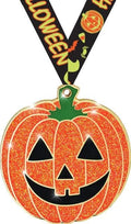 Halloween Pumpkin Medals - 2.25' Pumpkin Glitter Halloween Medal Awards