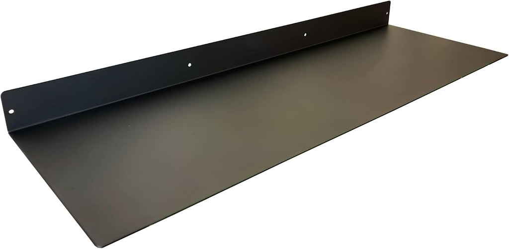 Linear Floating Shelf - Forged Raw Blackened Steel - Industrial Heavy Duty Metal Wall Mounted Modern Rustic Shelf - Made in The USA (36-inch x 12-inch)