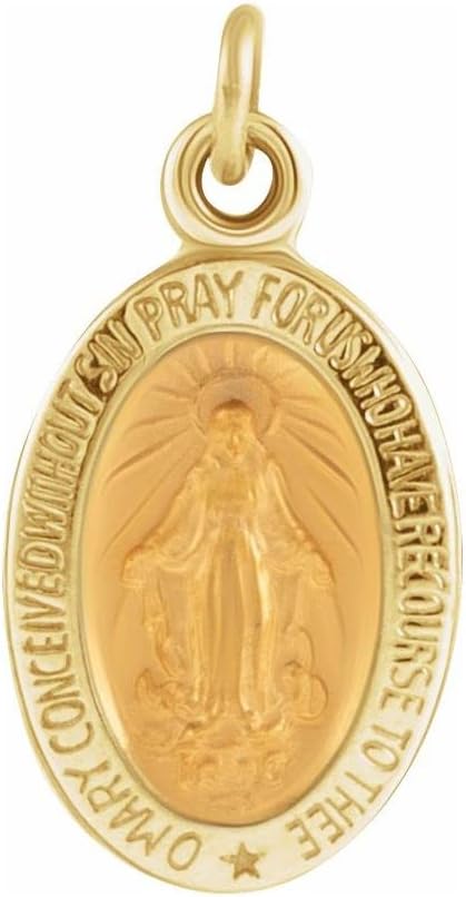 Bonyak Jewelry 14k Yellow Gold 9x6mm Oval Miraculous Medal Stylish Smallest Size