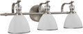 ANDY STAR Bathroom Light Fixture, 3-Light Bathroom Vanity Light Brushed Nickel, Vintage Wall Sconce with Hand-Painted Frosted Lampshade, Wall Lamp in Silver Finish for Bedroom, Living Room, Restroom