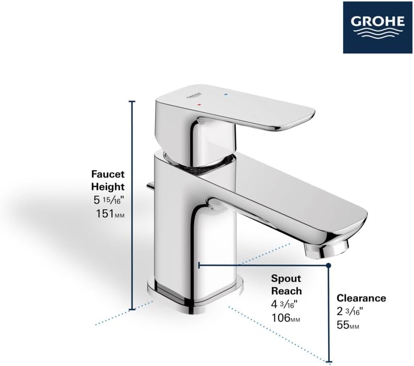 Grohe 1018972430 Cubeo Single Hole Single Handle XS-Size Bathroom Faucet, 1.2 GPM, Matte Black