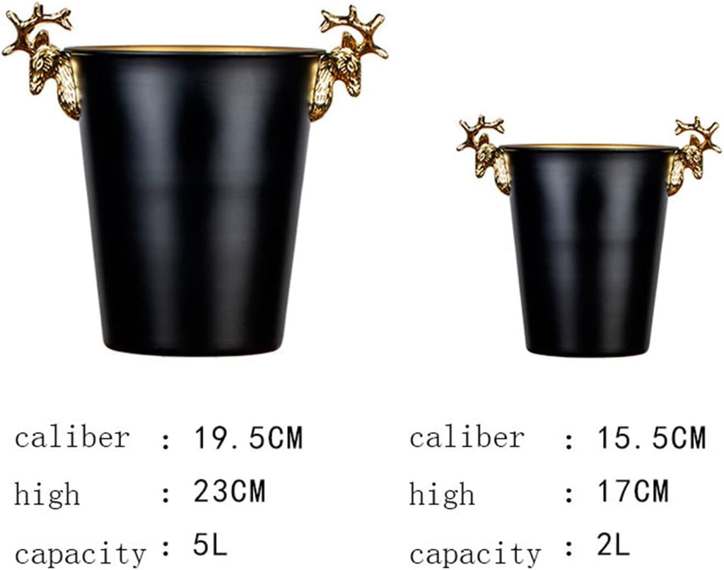 Ice Bucket Champagne Bucket Ice Buckets Gold Antler Handle Stainless Steel Champagne Bucket Household Red Wine Ice Wine Bucket Great for Bar Chilling Beer Ice Bucket Beverage Tub (Size : M)