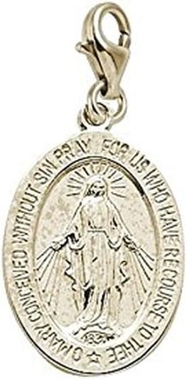 Miraculous Medal Charm with Lobster Claw Clasp, Charms for Bracelets and Necklaces