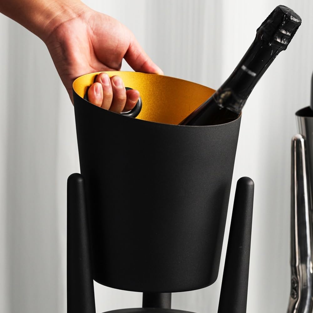 Ice Bucket for Parties, Stainless Steel Wine Cooler with Stand - Party Drink Cooler Holder - Handles - Wine Chiller - Free Standing - Outdoor or Indoor Use(Silver)