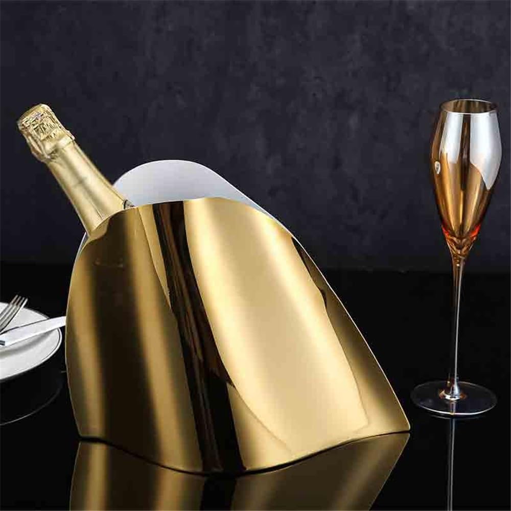Ice Bucket Champagne Bucket Bar Stainless Steel Ice Pellet Bucket Drink Beer Wine Ice Bucket Bar Ice Bucket Beverage Tub(Gold)