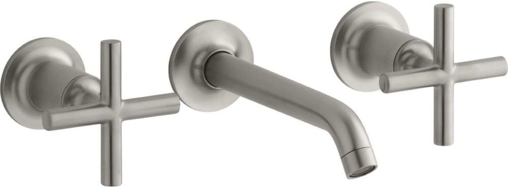Kohler K-T14413-3-BN Purist Two Handle Wall Mount Bathroom Faucet Brushed Nickel