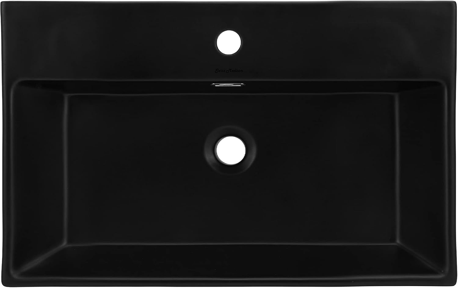 Claire 24' Rectangle Wall-Mount Bathroom Sink in Matte Black