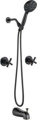 gotonovo 2 Handles Tub Shower Faucet Set,Bathtub Faucet Set with 6 Modes Handheld Spray Shower System with Tub Spout,Shower Head and Handle Set Shower Fixture Wall Mount Oil Rubbed Bronze