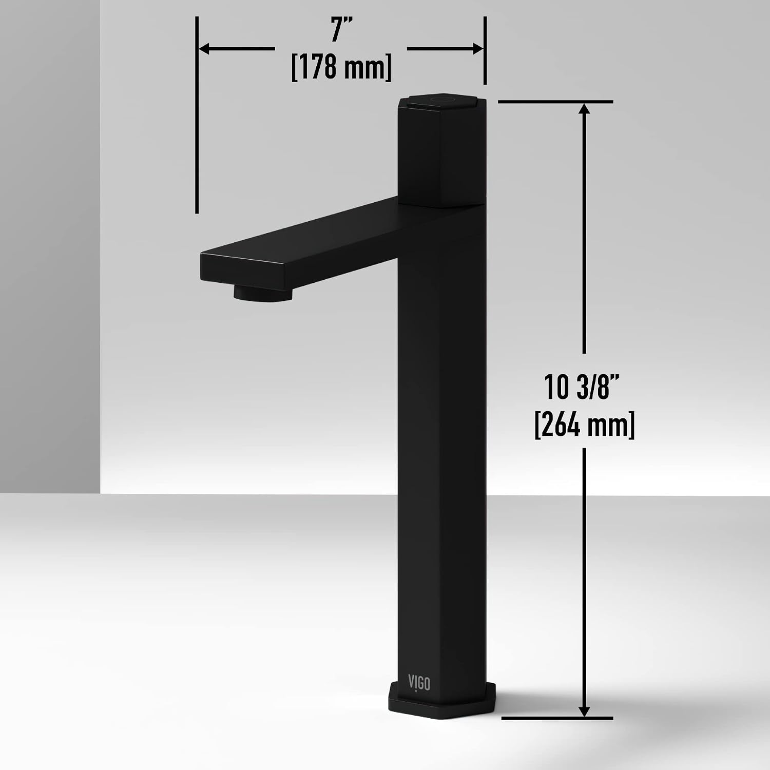 VIGO Nova Single-Handle Single-Hole Mount Vessel Bathroom Sink Faucet, 10-Inch, Matte Black, Modern Design, Solid Brass, 1.2 GPM WaterSense & Ceramic Disc Valve, Corrosion-Resistant
