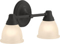 Kohler Forte Bathroom Vanity Light Fixture, Wall Sconce Lighting, Position Facing Up or Down, UL Listed, 2 Light, Matte Black