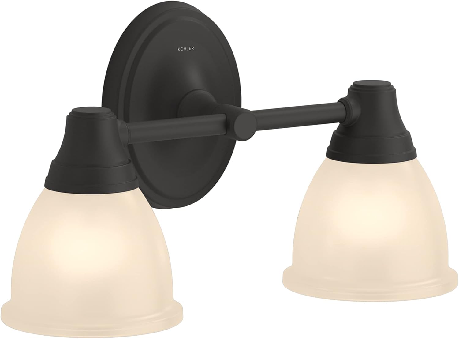 Kohler Forte Bathroom Vanity Light Fixture, Wall Sconce Lighting, Position Facing Up or Down, UL Listed, 2 Light, Matte Black