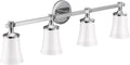 Moen YB0364CH Flara 4-Light Dual-Mount Bath Bathroom Vanity Light Fixture with Frosted Glass, Chrome