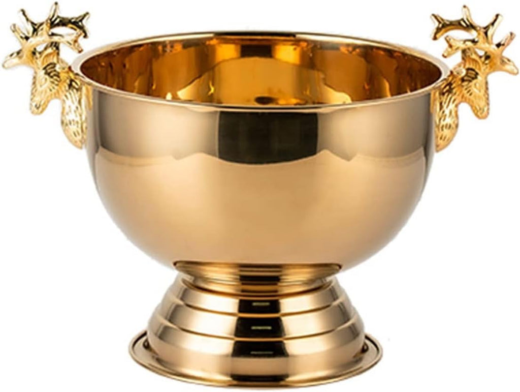 Ice Bucket Champagne Bucket Ice Buckets, Deer Head Stainless Steel Ice Pails Bar KTV Ice Wine Bucket Great for Home Bar Chilling Beer Champagne and Wine Ice Bucket Beverage Tub (Color : 1)