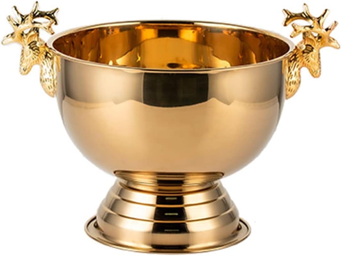 Ice Bucket Champagne Bucket Ice Buckets, Deer Head Stainless Steel Ice Pails Bar KTV Ice Wine Bucket Great for Home Bar Chilling Beer Champagne and Wine Ice Bucket Beverage Tub (Color : 1)