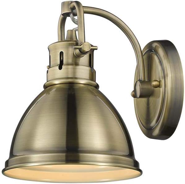 Golden Lighting 3602-BA1 AB Duncan Bath Vanity, 8.25'L x 6.5'W x 8.5'H, Aged Brass with an Aged Brass Shade