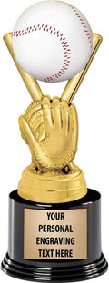 Crown Awards Baseball Trophies with Custom Engraving, 7.25' Personalized Kids Baseball Award Trophy On Deluxe Round Base Prime