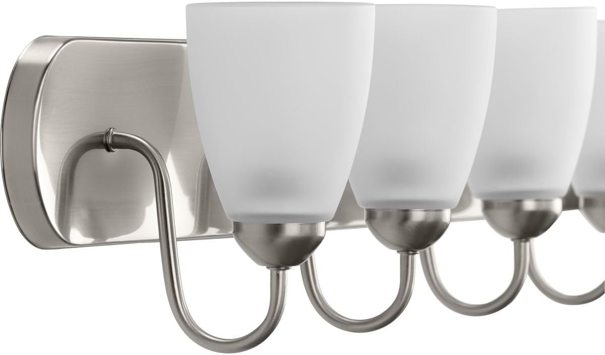 Gather Collection 6-Light Etched Glass Traditional Bath Vanity Light Brushed Nickel