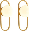 Wall Sconces Set of Two Brushed Gold Wall Lamp Sconces Wall Lighting with White Globe Glass Shade Wall Lights Sconces Wall Decor Set of 2 Wall Lights for Living Room Wall Lamps for Bedrooms Set of 2