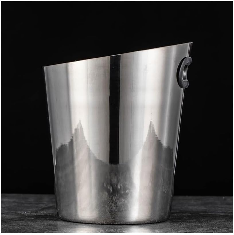 Ice Bucket Champagne Bucket Beveled Ice Bucket Stainless Steel Ice Bucket Home Wine Ice Wine Bucket Bar Fashion Ice Bucket Beverage Tub(Silver)
