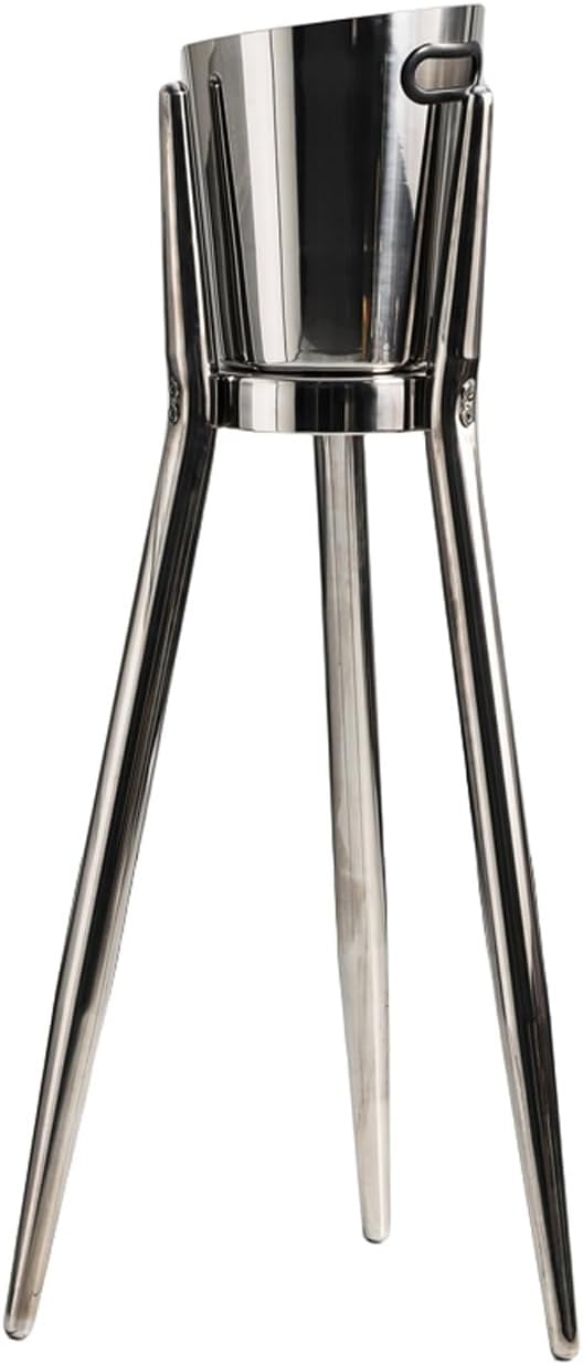 Ice Bucket for Parties, Stainless Steel Wine Cooler with Stand - Party Drink Cooler Holder - Handles - Wine Chiller - Free Standing - Outdoor or Indoor Use(Silver)