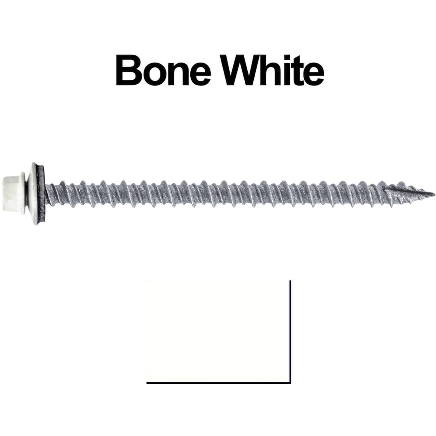 #10 Metal Roofing Screws: (750) Screws x 3' Bone White Hex Head Sheet Metal Roof Screw. Self Starting/Tapping Metal to Wood Sheet Metal siding Screws. EPDM Washer. for Corrugated Roofing