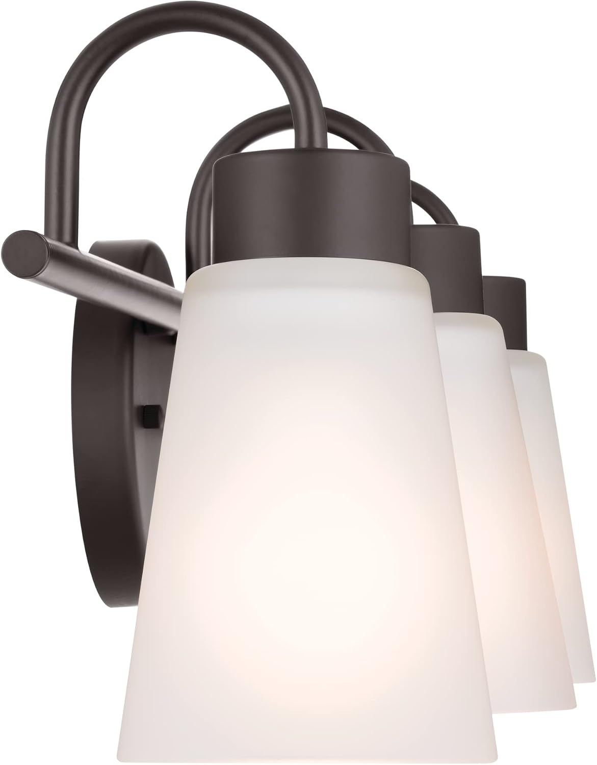 Kichler Erma 3-Light Bathroom Vanity Light Fixture with Satin Etched Glass Shades, Traditional Wall Mount Lighting over Mirror in Olde Bronze, 23 x 8.5 in, 45887NI