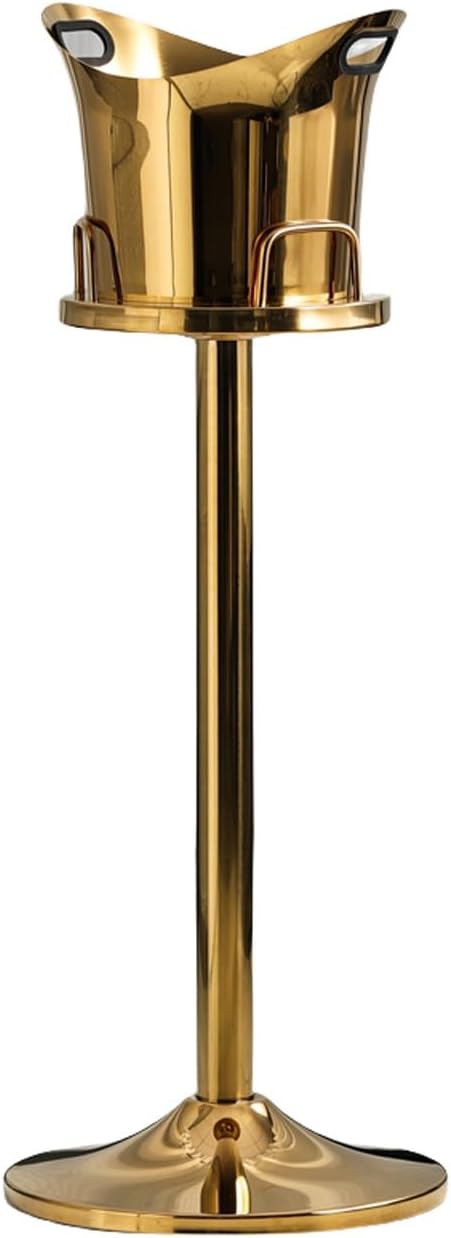 Ice Bucket for Parties, Stainless Steel Ice Bucket, Ice Bucket with Stand, Large Champagne Ice Bucket, Tall Ice Bucket for Cocktail Bar Parties(Gold)