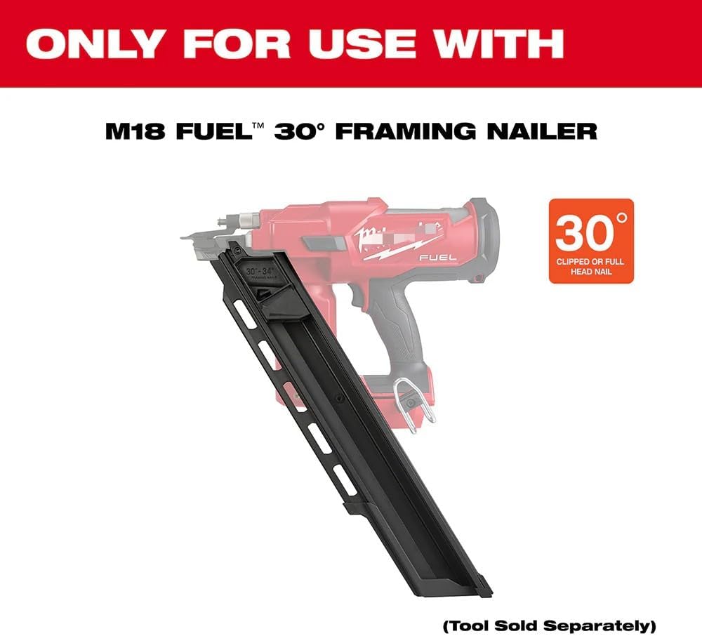 Suitable For Milwaukee 48-08-2745 M18 FUEL 30 Degree Framing Nailer Extended Magazine,Length 20 in Width 2 in Height 3.5 in Weight 1.4 lbs