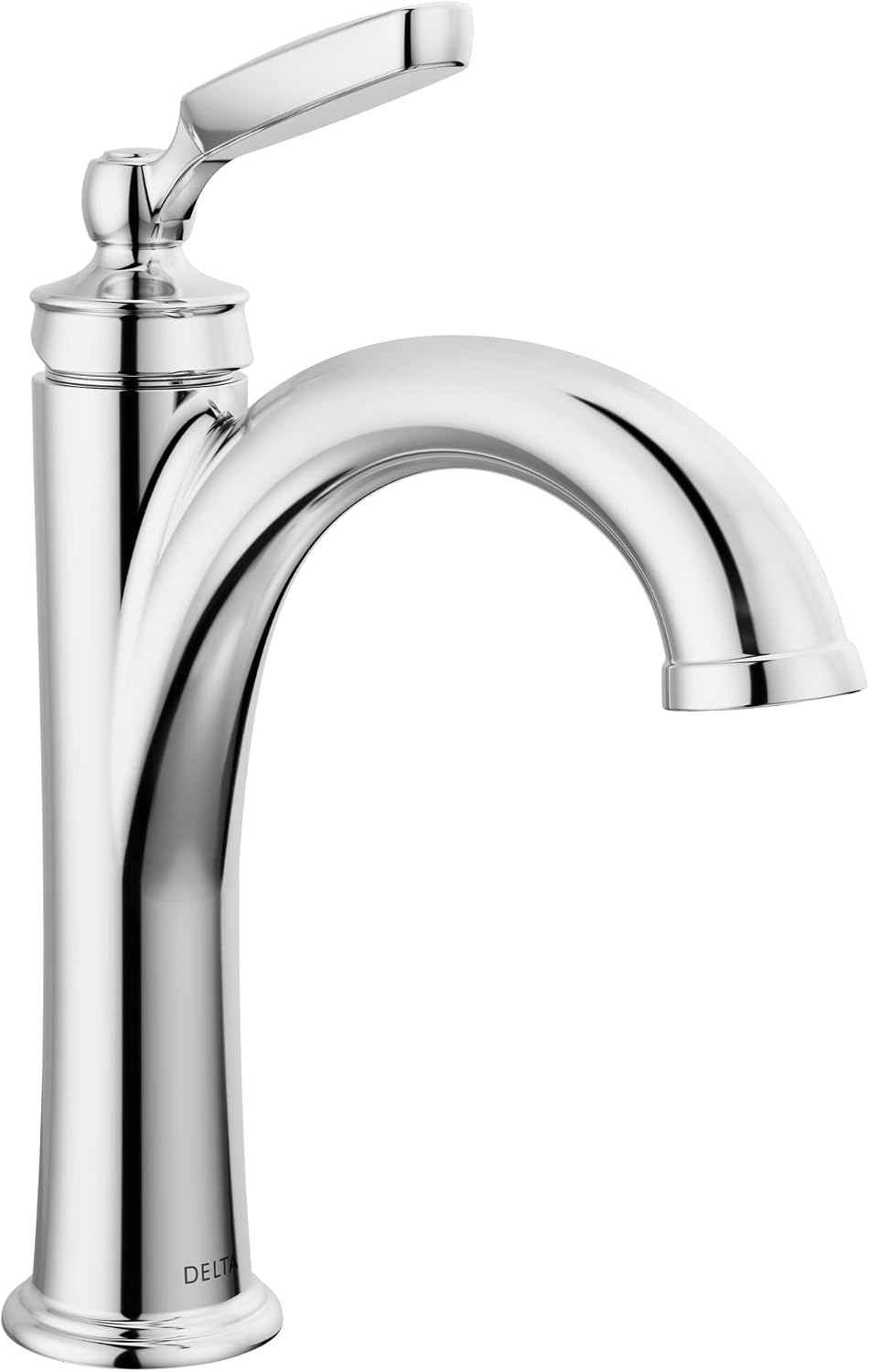 Delta Woodhurst Chrome Bathroom Faucet 1 Hole, Single Hole Bathroom Sink Faucet for Vanity, Metal Push-Pop Drain Assembly, Chrome 532-MPU-DST