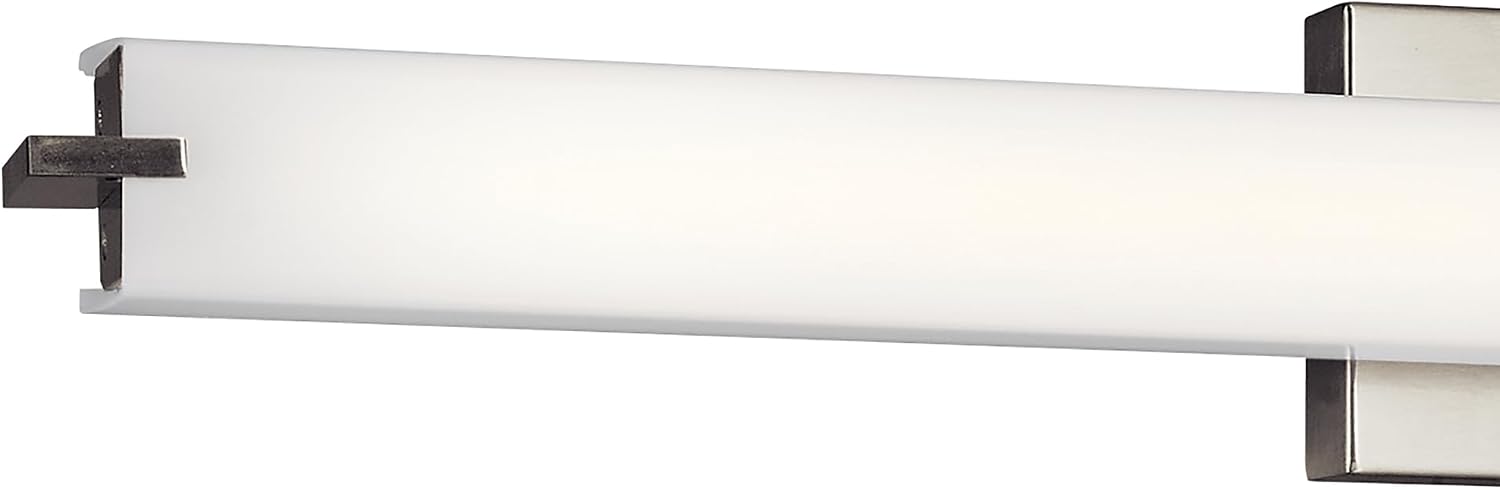 Kichler 37.5' LED Linear Bath Vanity Light Fixture with White Acrylic Diffuser in Brushed Nickel for Bathroom Lighting over Mirror (37.5' x 4.75' x 4.5'), 11147NILED