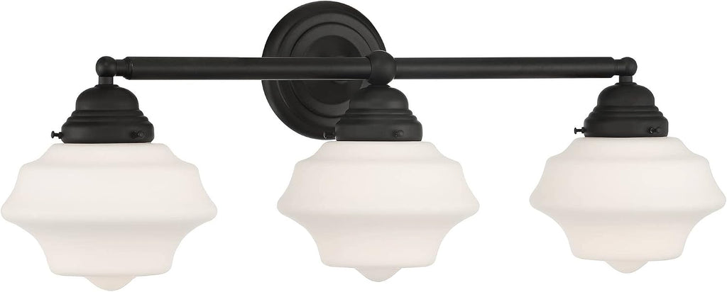 Possini Euro Design Astrid Modern Wall Light Black Metal Hardwired 27 1/4' 3-Light Fixture Opal White Glass Shade for Bedroom Bedside Bathroom Vanity Living Room Hallway Dining House Home Kitchen
