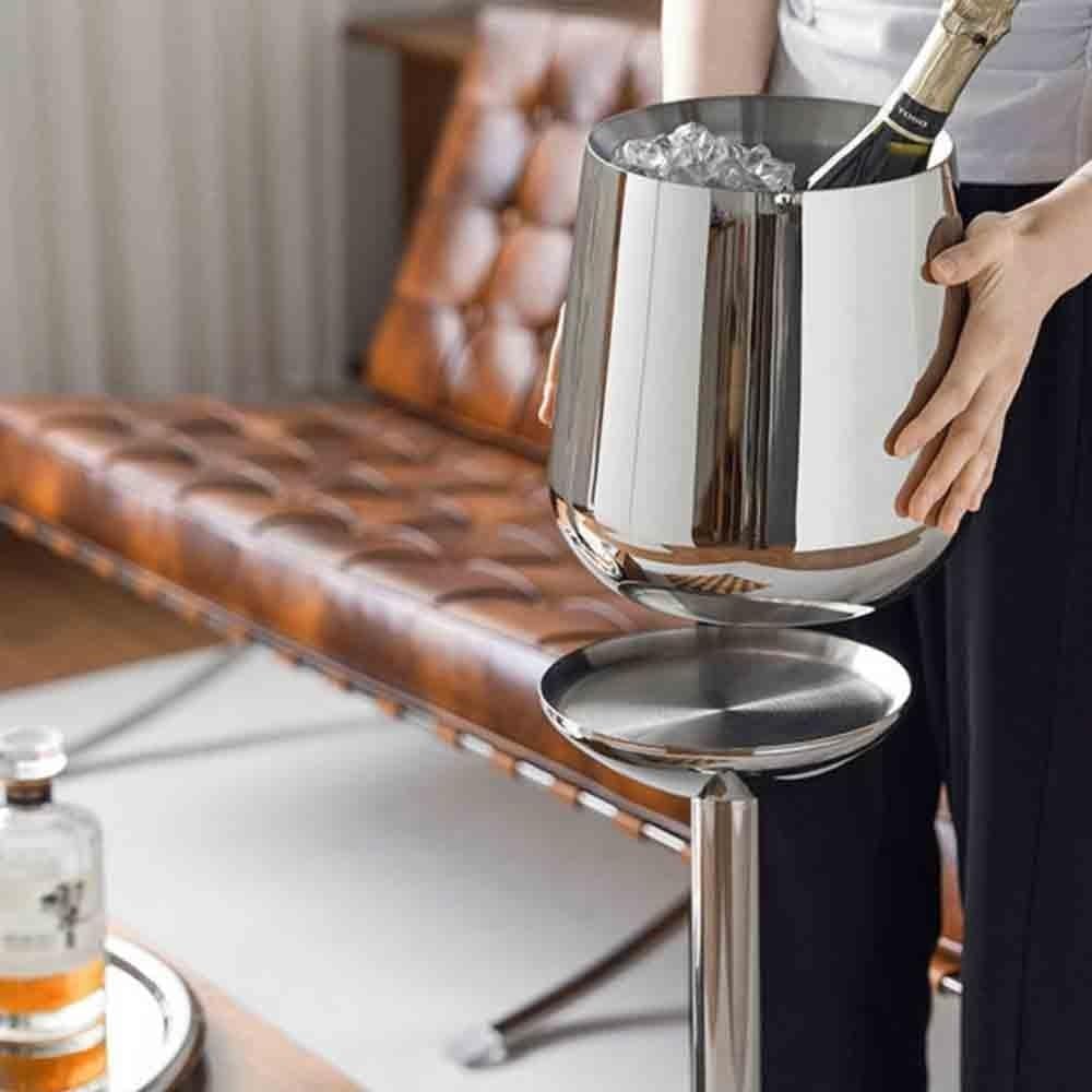 Ice Bucket Creative Vertical Floor Standing Ice Bucket Light Luxury Champagne Bucket Chill Bucket Stand Stainless Steel Ice Bucket Beverage Tub