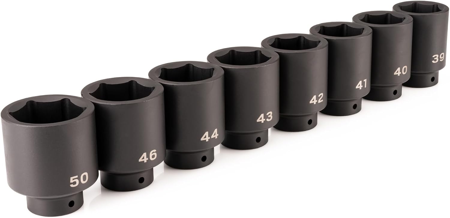 TEKTON 1/2 Inch Drive Deep 6-Point Impact Socket Set, 8-Piece (39-50 mm) | SID92009