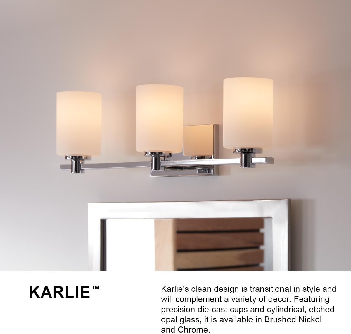 Hinkley Karlie Contemporary Modern Two Light Bathroom Vanity Fixture, Brushed Nickel