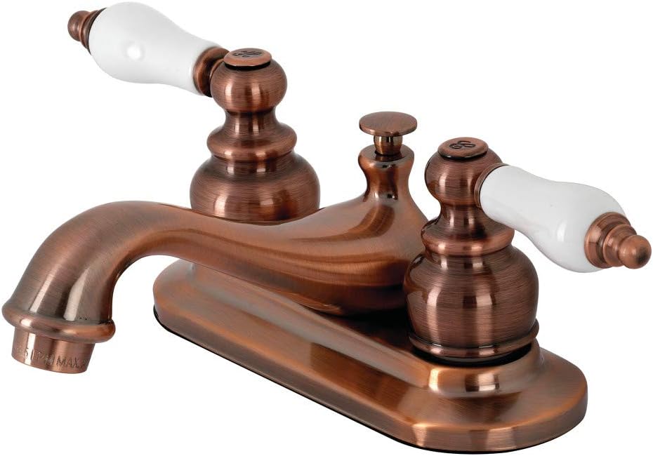 Kingston Brass KB606PL Restoration 4 in. Centerset Bathroom Faucet, Antique Copper