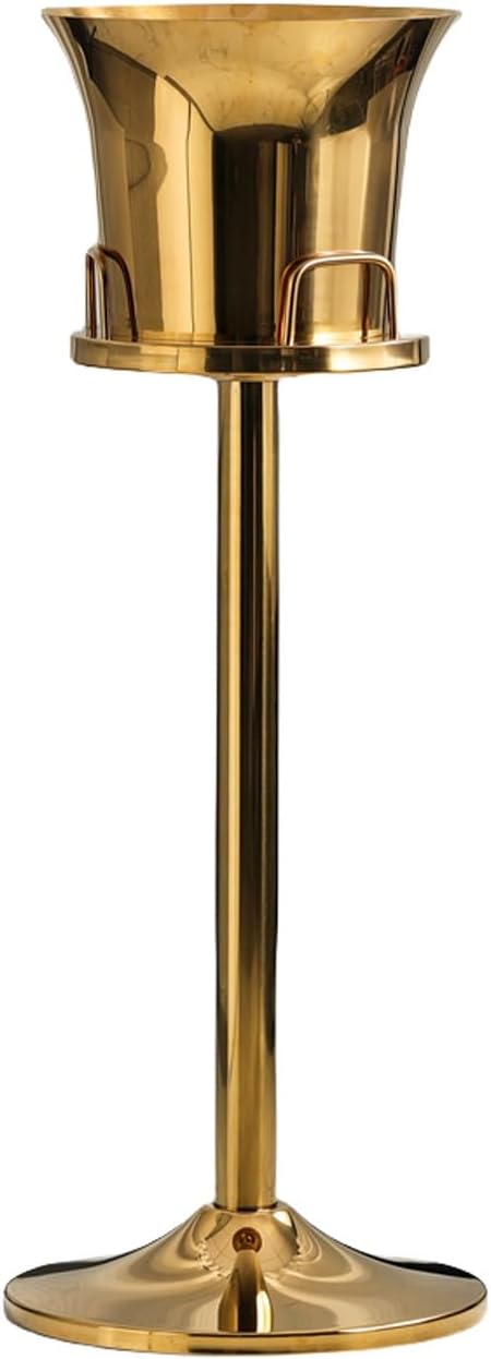 Ice Bucket for Parties, Stainless Steel Wine Cooler with Stand - Party Drink Cooler Holder - Wine Chiller - Free Standing - Outdoor or Indoor Use(Gold)