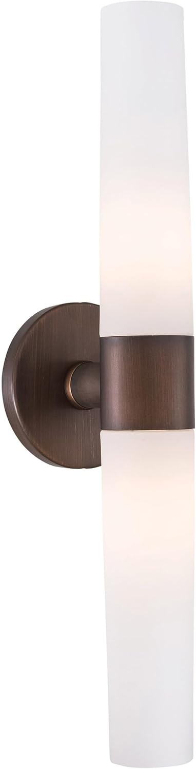 GEORGE KOVACS P5042-647B Saber Vanity Bath Light, 2-Light, 120 Total Watts, 4.75-in H x 20-in W, Painted Copper Bronze Patina