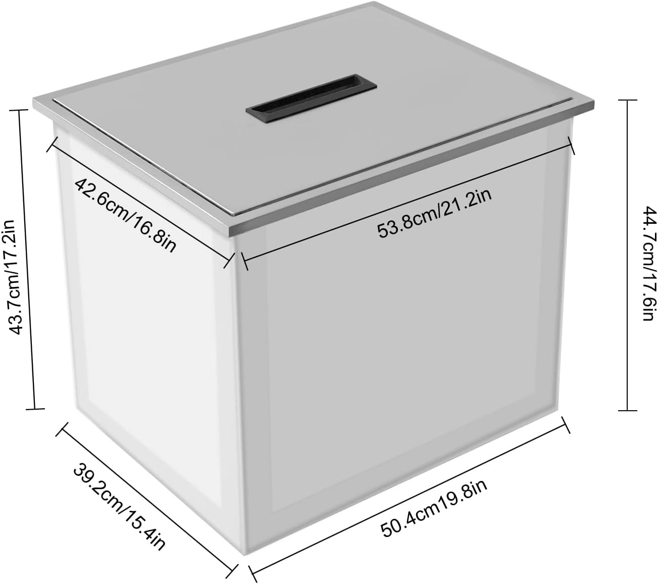 21L x 17W x 17H Inch Drop in Ice Chest with Cover, 70 Qt Commercial Stainless Steel Ice Cooler Bin, Insulated Ice Bucket Included Drain-Pipe and Drain Plug for Cold Wine Beverage