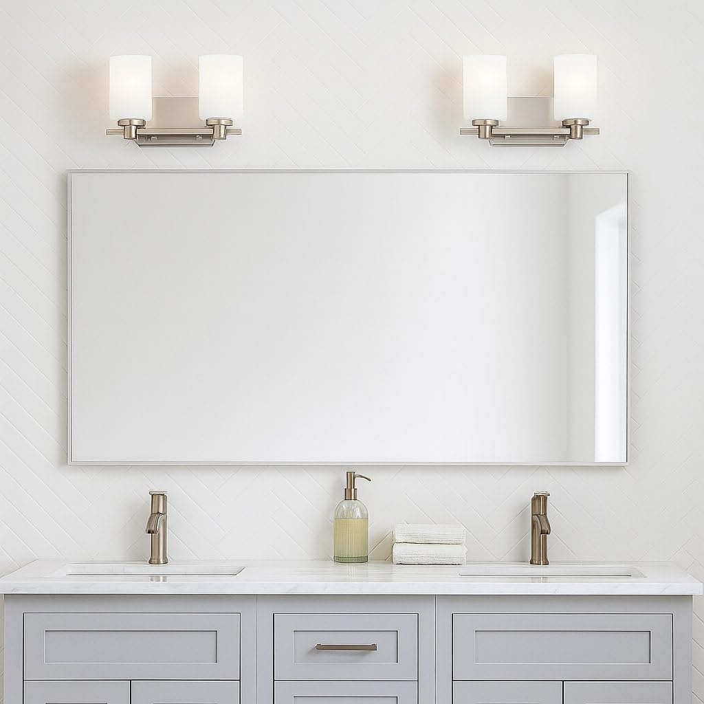 Hinkley Karlie Contemporary Modern Two Light Bathroom Vanity Fixture, Brushed Nickel