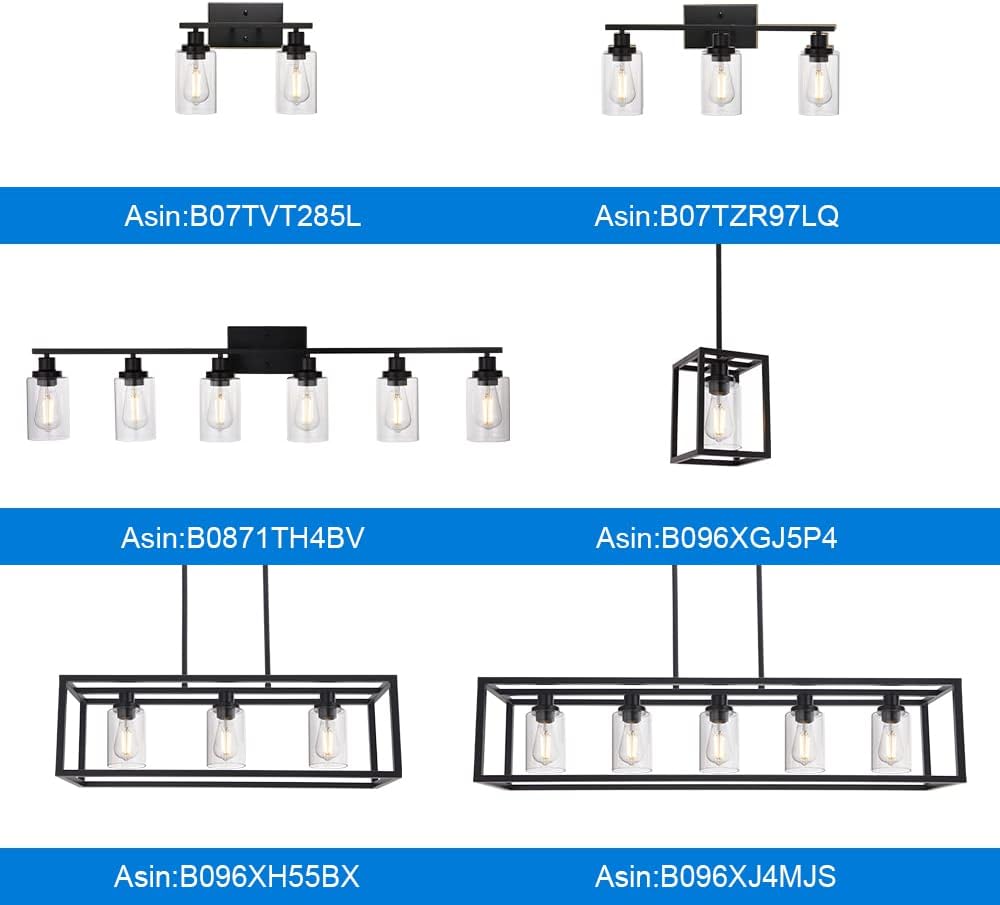 MELUCEE 4 Lights Sconces Wall Lighting Black with Clear Glass Shade, Industrial Bathroom Light Fixtures Vanity Lights Porch Light Fixtures Wall Mount (Patent No.: US D963914 S)