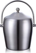 Ice Bucket Champagne Bucket Ice Bucket Container ，Double Stainless Steel Ice Bucket Ice Wine Bucket with Lid 2L with Handle for Home Bar Chilling Beer and Wine Ice Bucket Beverage Tub
