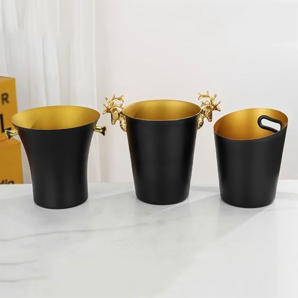 Ice Bucket Creative Ice Bucket Home Party Ice Wine Bucket Champagne Bucket Outdoor Vertical Stainless Steel High Ice Bucket Beverage Tub(Small)