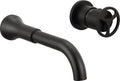 Delta Trinsic Wall Mount Bathroom Faucet 2 Hole, Matte Black Bathroom Sink Faucet for Vanity, Matte Black T3558LF-BLWL (Valve Not Included)