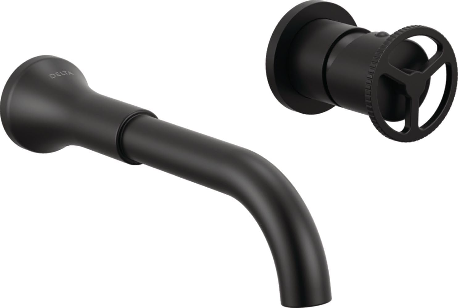 Delta Trinsic Wall Mount Bathroom Faucet 2 Hole, Matte Black Bathroom Sink Faucet for Vanity, Matte Black T3558LF-BLWL (Valve Not Included)