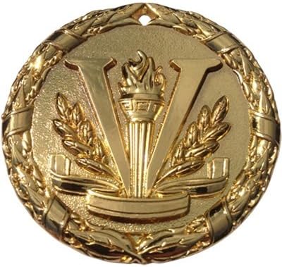 Victory Medals (Pack of 100) Gold with Neck Red White & Blue Ribbons Award NS