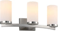 Design House Desta Vanity Light, 3-Light, Curved Bar Design, Frosted Glass Glow, Dimmable, Up/Down Mountable, E26 Socket, Satin Nickel, 22.4 in L x 6.9 in W x 9.5 in H, 589150-SN