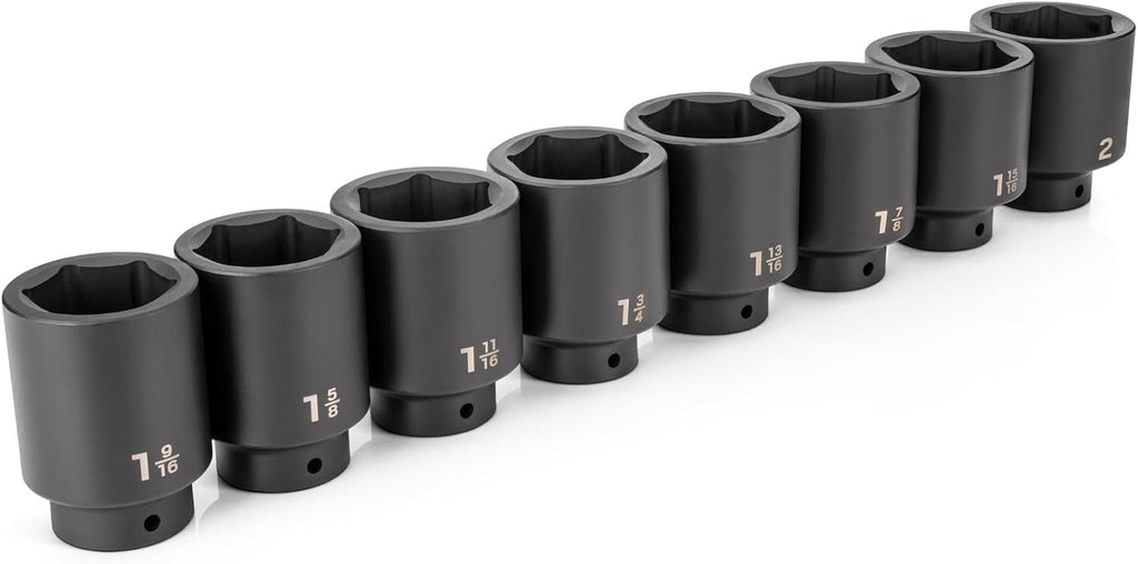 TEKTON 1/2 Inch Drive Deep 6-Point Impact Socket Set, 8-Piece (1-9/16-2 in.) | SID92005