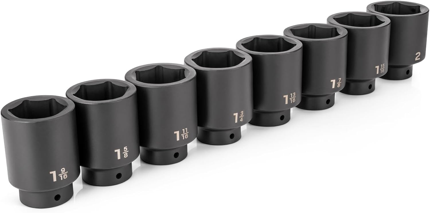 TEKTON 1/2 Inch Drive Deep 6-Point Impact Socket Set, 8-Piece (1-9/16-2 in.) | SID92005